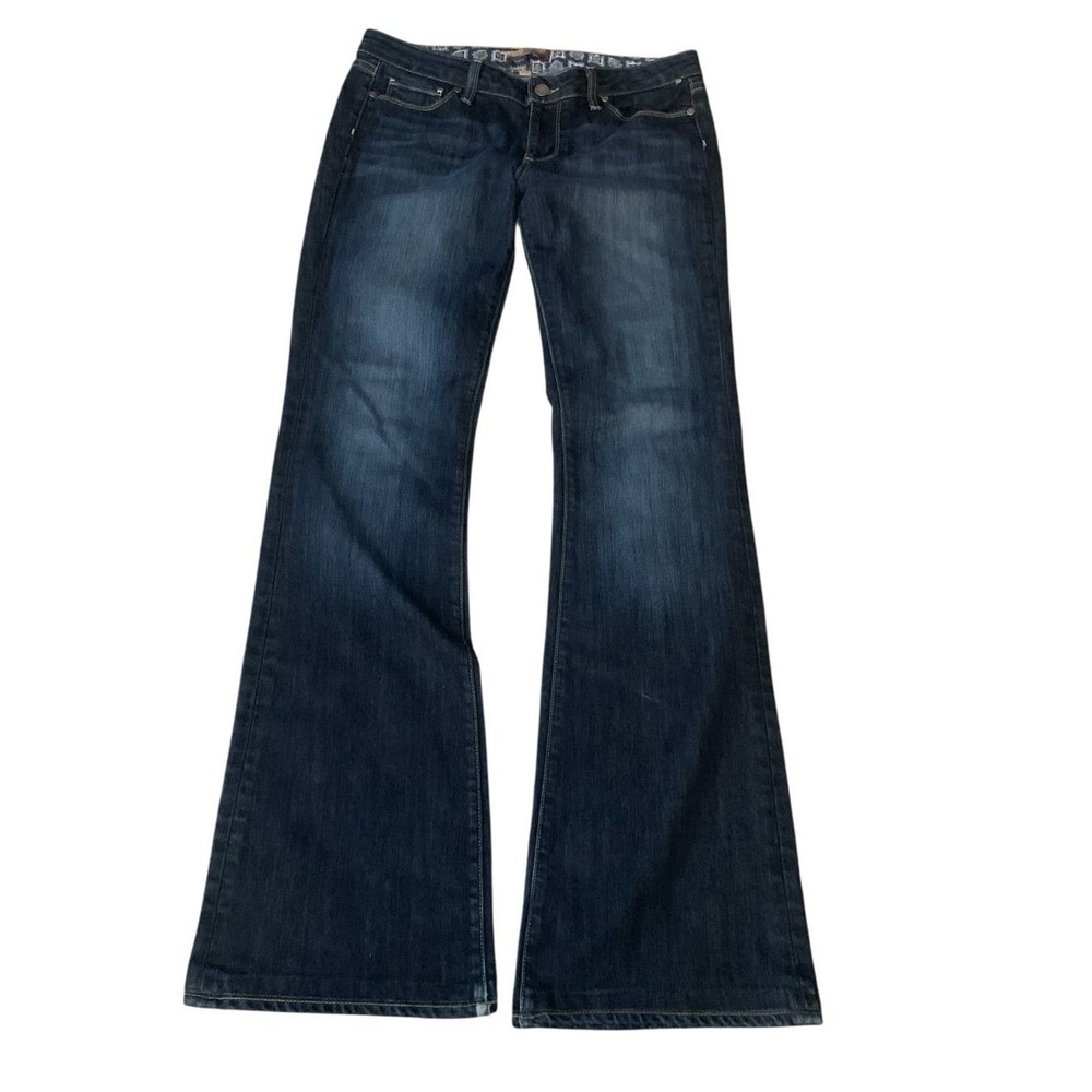 Paige Hollywood Hills Bootcut Jeans Women Dark Blue Classic Rise Cotton Boho 30